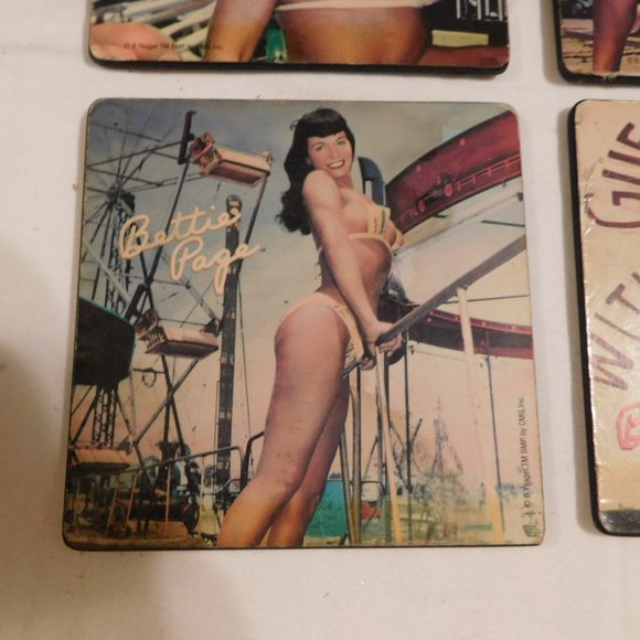 Bettie Page Amusement Cork Backing Coasters - Picture 4 of 7